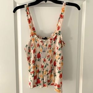 American Eagle Floral Peplum Tank Top